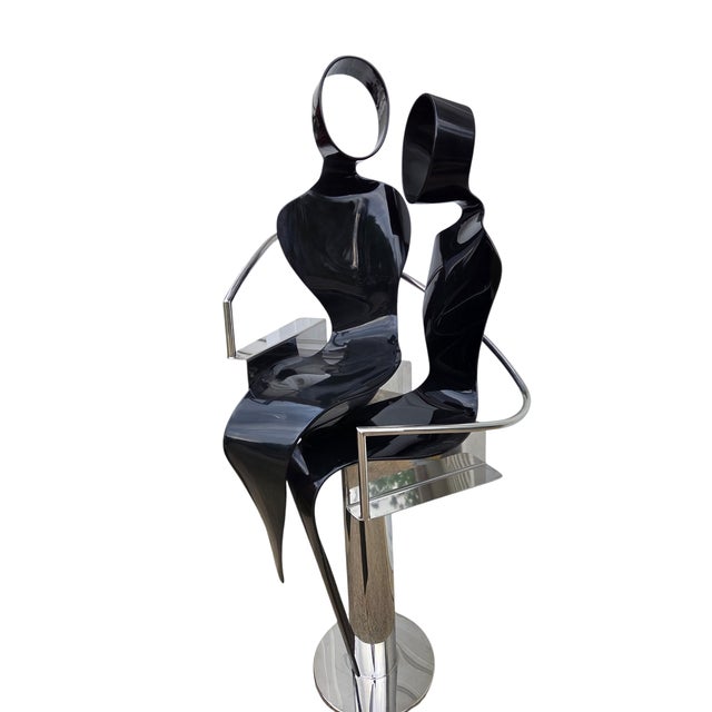Modern Vintage Raymond Karpuska Sculpture Modernist Figural Post-Modern Seated Lovers For Sale - Image 3 of 18