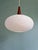 Mid-Century Modern Vintage Pendant Light in White Opaline and Teak, 1960 For Sale - Image 3 of 12
