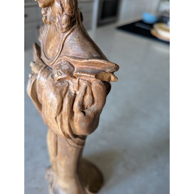 Early 20th Century Asian Lady Cast Plaster Figurine Kwan Yin Bodhisattva of Compassion and Mercy For Sale - Image 11 of 11