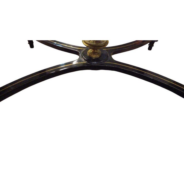 Vintage Wooden Table with Brass Inlates For Sale - Image 4 of 6