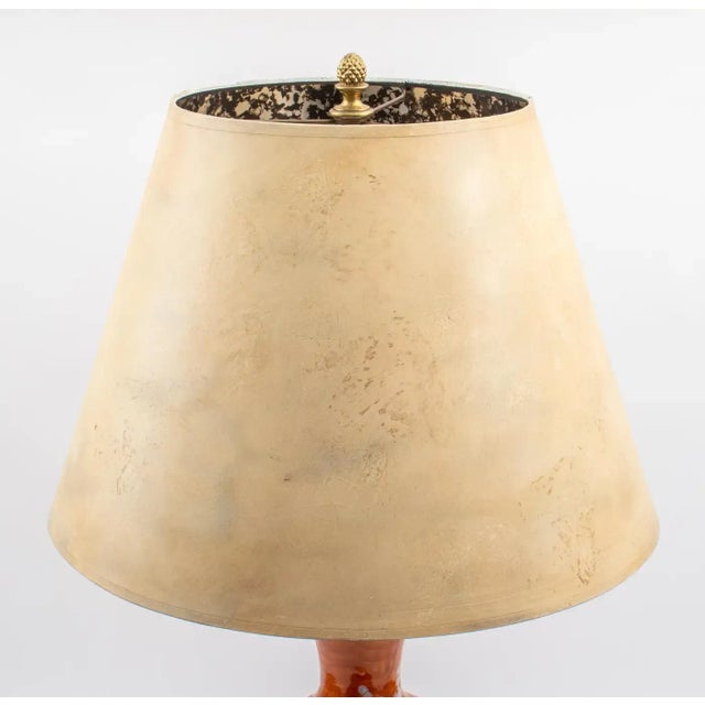 Pair of 1950s Large Ceramic Lamps With Hand Painted Asian Design For Sale In Philadelphia - Image 6 of 7