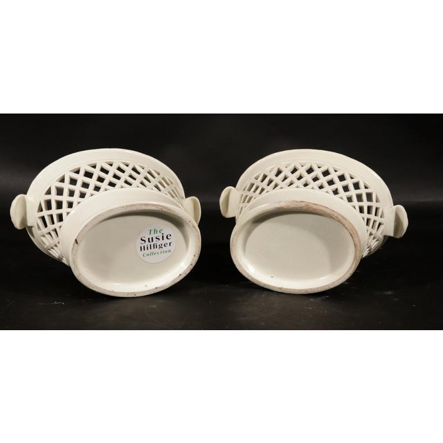 Cream 18th-Century English Pottery Creamware Openwork Covered Baskets For Sale - Image 8 of 9