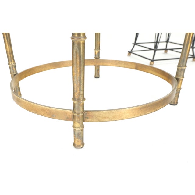 Occasional 3/4" Thick Round Glass Top Brass Faux Bamboo Base Side End Lamp Table For Sale - Image 6 of 10