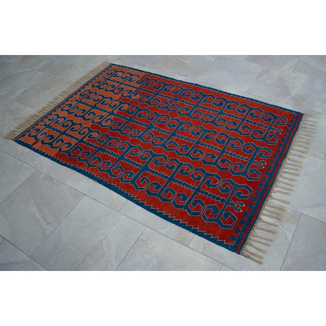 Vintage Hand-Woven Turkish Rug Super Fine Kilim Area Rug - 3'5" X 5'3" For Sale - Image 13 of 16