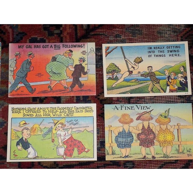 American Vintage Early to Mid 20th Century Americana - Humorous & Risque Color Lithograph Greeting Cards/Postcards - Set of 12 For Sale - Image 3 of 6