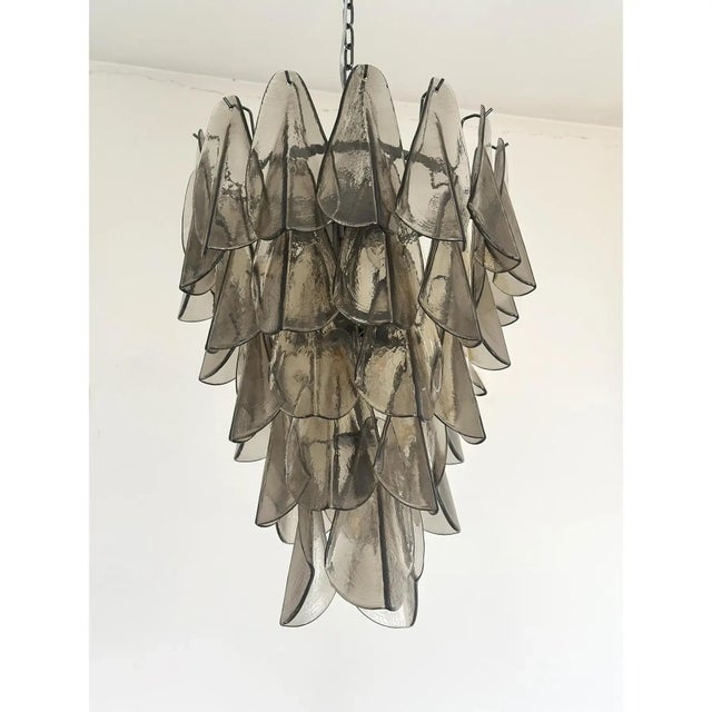 Murano Smoked Fumé Murano Glass “Rondini” Cascade Chandelier, Modern Venetian Design For Sale - Image 4 of 9
