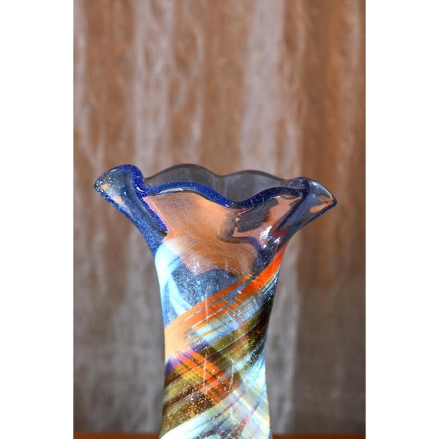 Large Free-Form Art Glass Vase by Gyula Budveszel, Hungary, 1990s For Sale - Image 4 of 7