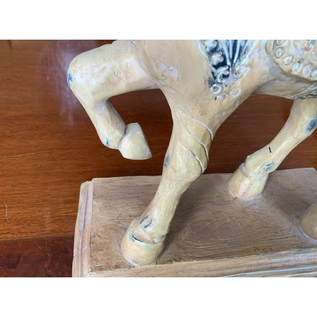 Wood Vintage Wooden Warrior Horse Statue For Sale - Image 7 of 12