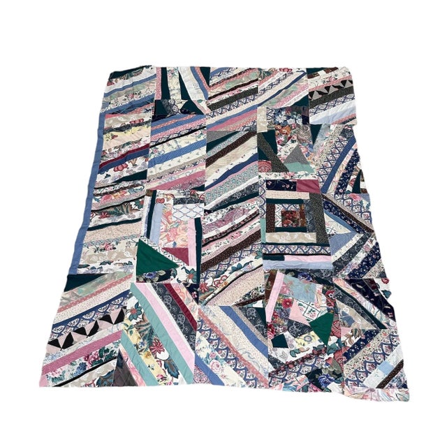 Blue Vintage Mid 20th Century Twin Size Quilt Top For Sale - Image 8 of 8