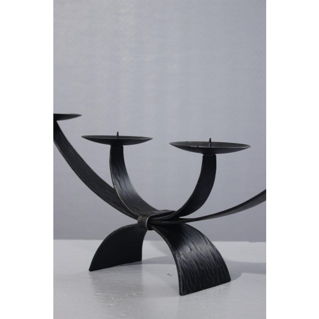 1970s Brutalist Candelabra in Wrought Iron from RK Design, Switzerland, 1970s For Sale - Image 5 of 11