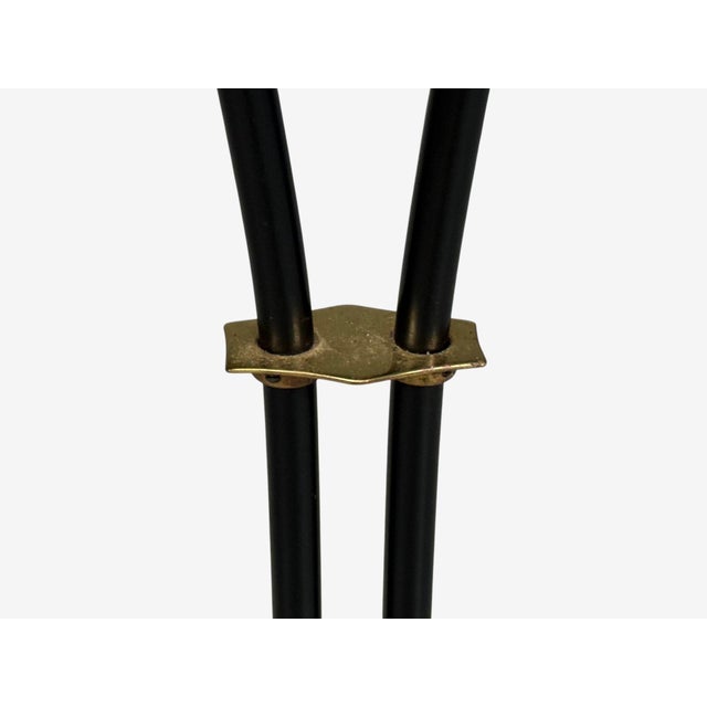 1960s Swedish Modern, Floor Lamp, Black Lacquered Metal, Brass, Fabric For Sale - Image 10 of 12