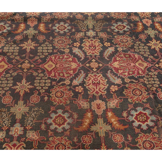 Late 19th Century Antique Indian Amritsar Handmade Wool Rug For Sale - Image 5 of 9