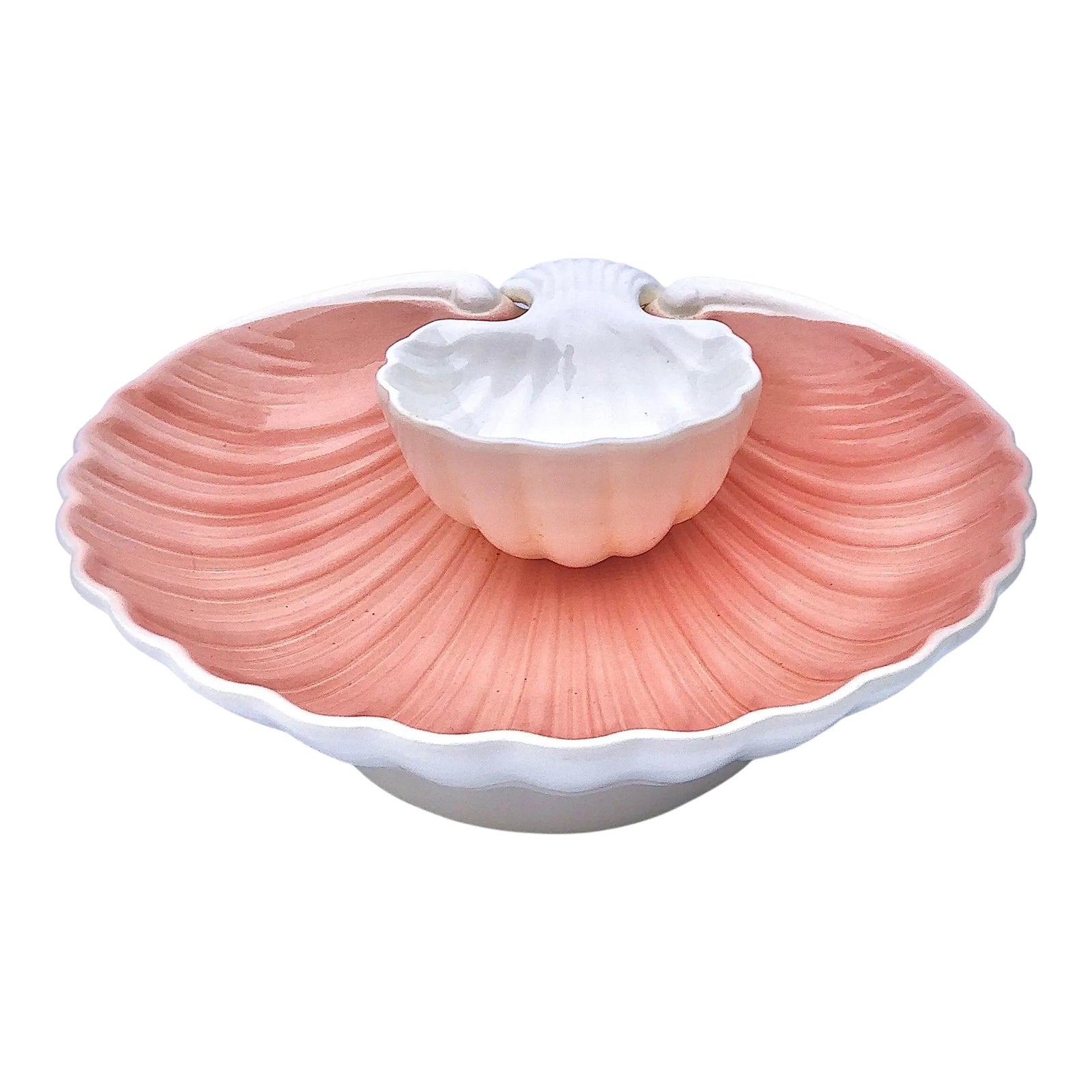 Vintage Fitz and Floyd Pink Shell Form Serving Platter | Chairish