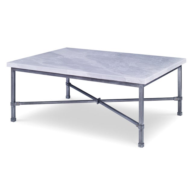 Blackened Finished Steel League Cocktail Table with Scagliola Top