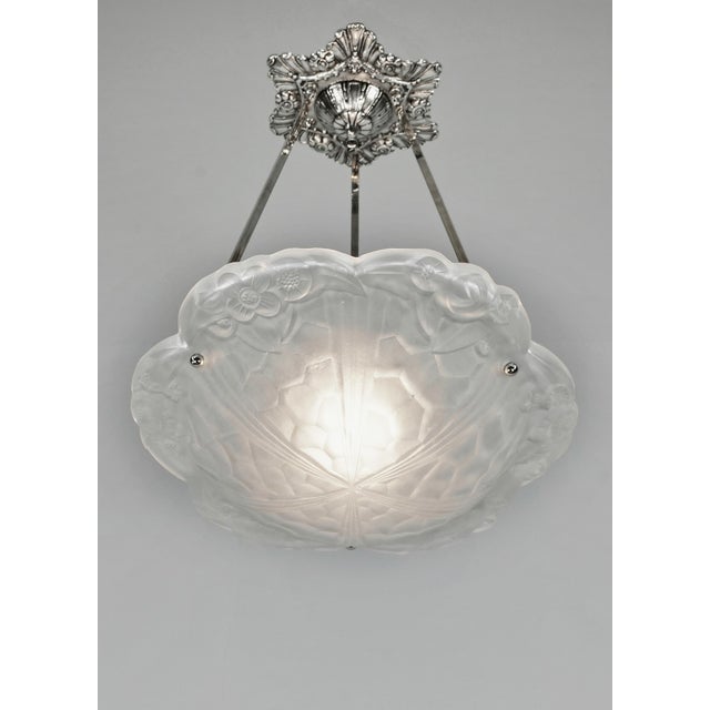 Art Deco French Art Deco Pendant Light by Degue 1920s France - 2 Available For Sale - Image 3 of 12