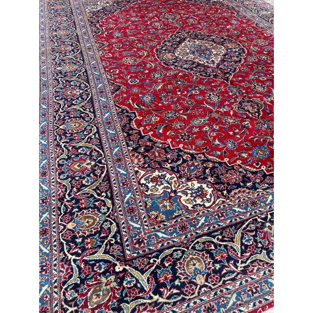Red Large Vintage Kashan Style Rug, 1960s For Sale - Image 8 of 18