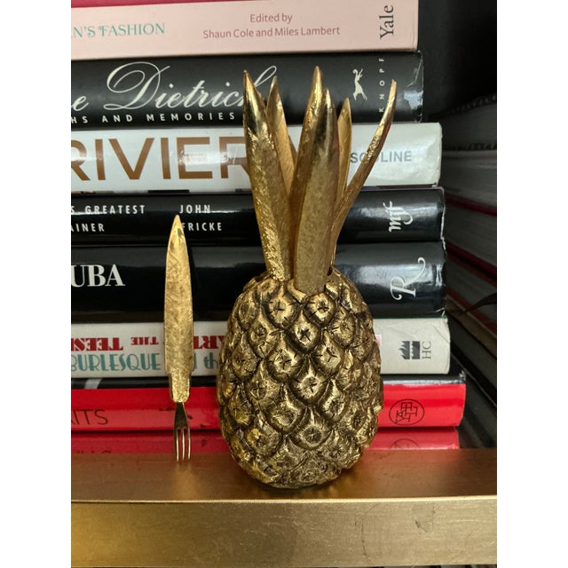 Mid-Century Modern Vintage Set of 8 Cocktail Fruit Appetizer Forks Pineapple Shape, 1950's For Sale - Image 3 of 5