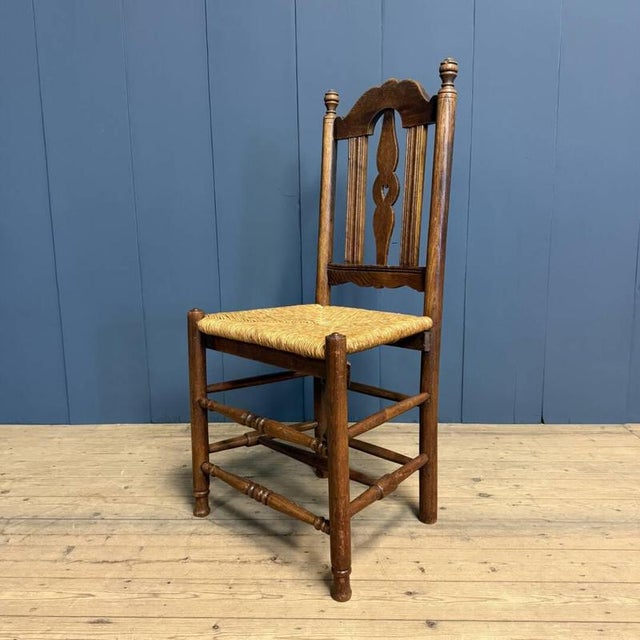 Dutch Oak Chair with Rush Seat For Sale - Image 13 of 14