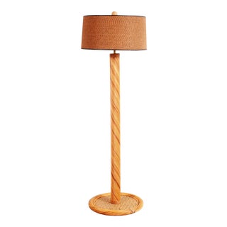 Vintage Pencil Reed Bamboo Mid Century Modern Floor Lamp For Sale