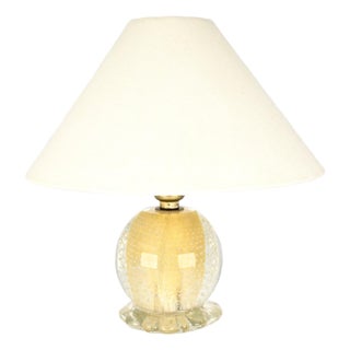 Mid Century Modern Murano Glass Bullicante Table Lamp 1950s | Vintage Gold Flakes Accent Light Italian Hollywood Regency Seguso Barovier Toso For Sale
