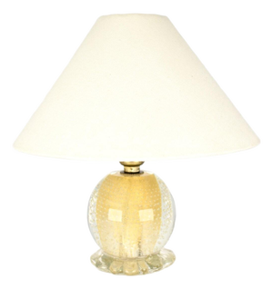 Mid Century Modern Murano Glass Bullicante Table Lamp 1950s | Vintage Gold Flakes Accent Light Italian Hollywood Regency Seguso Barovier Toso