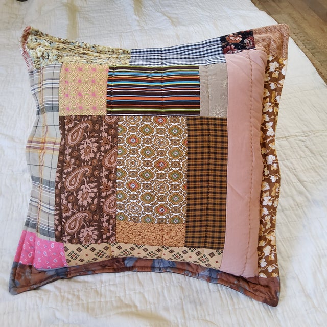 One of a kind scrappy quilt cottagecore pillow, carefully designed and stitched in Las Cruces New Mexico with vintage and...