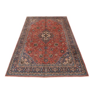 Sarouk Rug 9’10” X 13’2” Red Wool Vintage Traditional Hand-Knotted Carpet For Sale