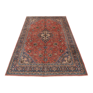 Sarouk Rug 9’10” X 13’2” Red Wool Vintage Traditional Hand-Knotted Carpet