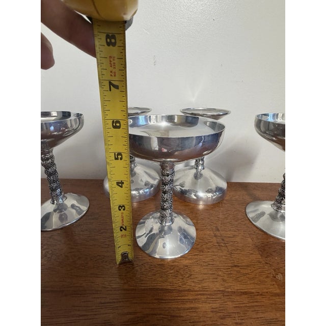 Vintage Spanish Plator Silverstone Silverplate Champagne Goblets, Set of 5 For Sale - Image 18 of 18