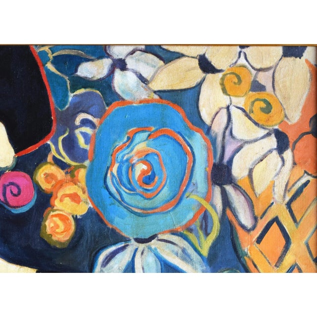 Vintage Mid Century Fauvist Portrait of a Woman Abstracted Floral Still Life For Sale In New York - Image 6 of 8