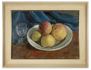 Still Life, Original Oil on Board, Mid-20th-Century