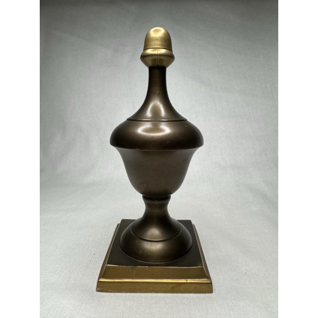 Neoclassical Mixed Metal Bronze Finish & Brass Finial For Sale - Image 4 of 11