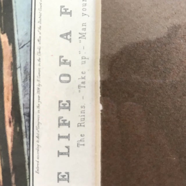 Red New York City Framed Colored Lithograph the Life of a Fireman “Take Up - Man Your Rope” by Nathaniel Currie For Sale - Image 8 of 13