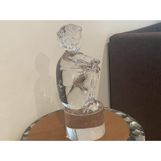 Signed Murano art glass sculpture titled “Seated Boy” by Italian glass artist Loredano Rosin (1936–1992). The sculpture...