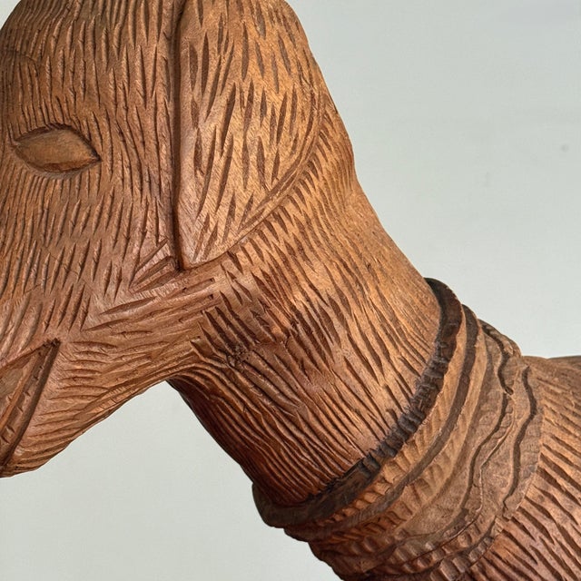 Brown Vintage Monumental Folk Art Hand Carved Dog Sculpture For Sale - Image 8 of 12