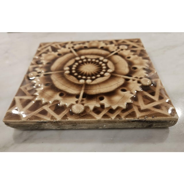 Late 19th Century 3 Brown "Tudor Rose" Tiles For Sale - Image 5 of 16