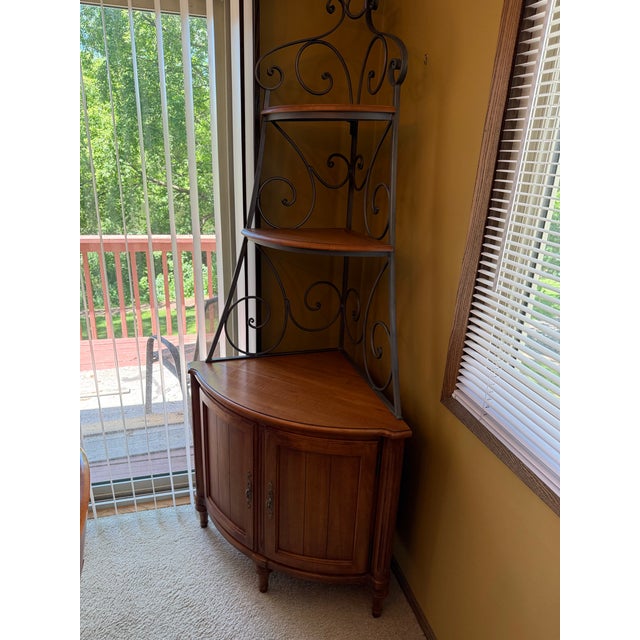 Rare corner configuration baker's rack from the Ethan Allen Legacy Collection. This piece almost never surfaces on the...