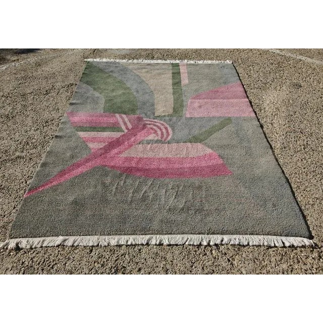 Postmodern Hand-Knotted Wool Rug, India, 1990s For Sale - Image 4 of 12