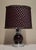 Brown Vintage Table Lamp with Chrome-Plated Metal Base, Brown Ceramic Elements, and Fabric Shade, 1970s For Sale - Image 8 of 8