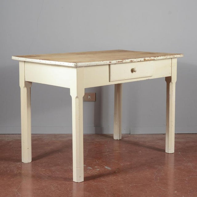 Early 20th century painted fir kitchen table measuring 116 x 73 x h 81 category tables style vintage dimensions: height 81...