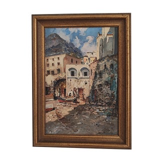 Ezelino Briante, Vicolo Di Capri, Oil on Canvas, 1960s, Framed For Sale