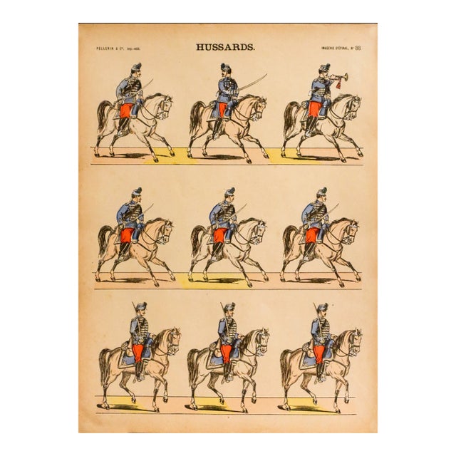 1880s - 1890s French Military Print - Imagerie d'Épinal #88 - Hussards For Sale