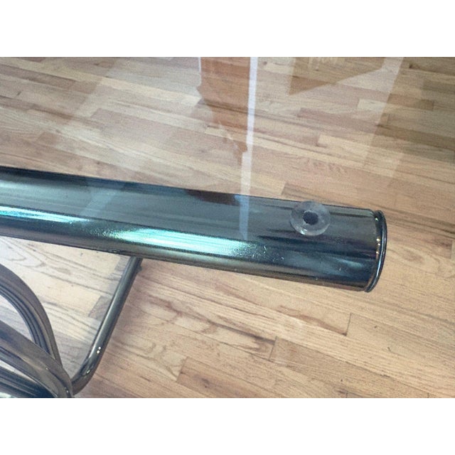 Gastone Rinaldi 1970's Italian Crome Tube Table With Glass Top For Sale - Image 4 of 7