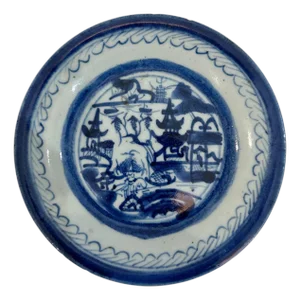 Mid 19th Century Chinese Blue and White Canton Bread and Butter Plate