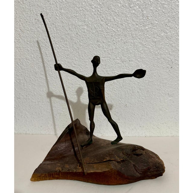 1960s Milton Hebald, Milton Hebald Mid Century Bronze & Wood Sculpture Wpa Artist Modernist Americana For Sale - Image 5 of 12