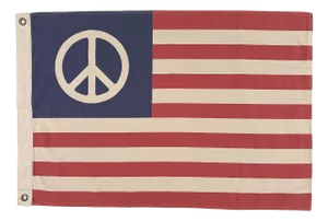 100% Cotton Flag, Vintage Style Faded American Peace Sign, Double Sided Print