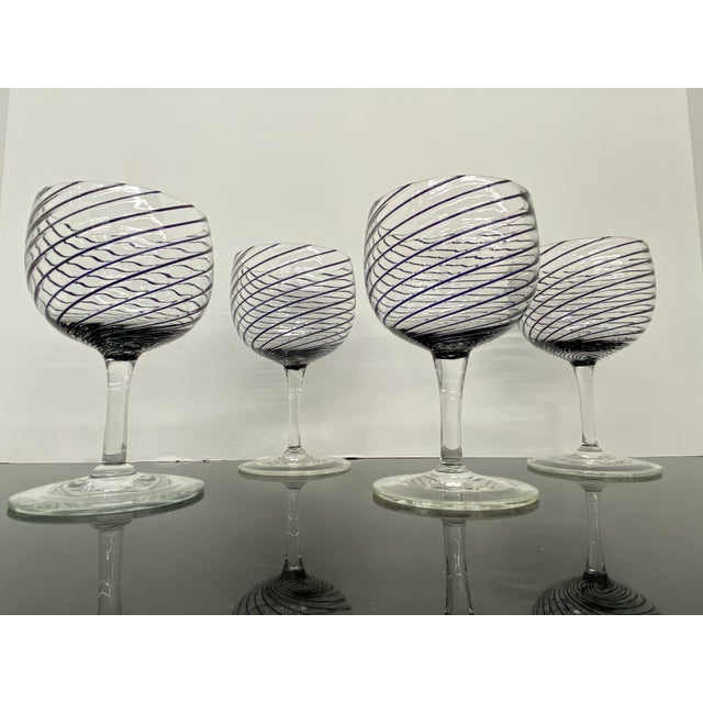 Coastal Vintage Hand Blown Wine Glasses - Set of 4 For Sale - Image 3 of 13