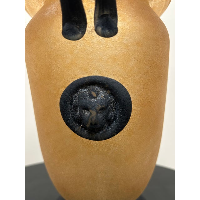 Italian Scavo Style Glass Amphora Vase With Lion Medallions For Sale - Image 17 of 18