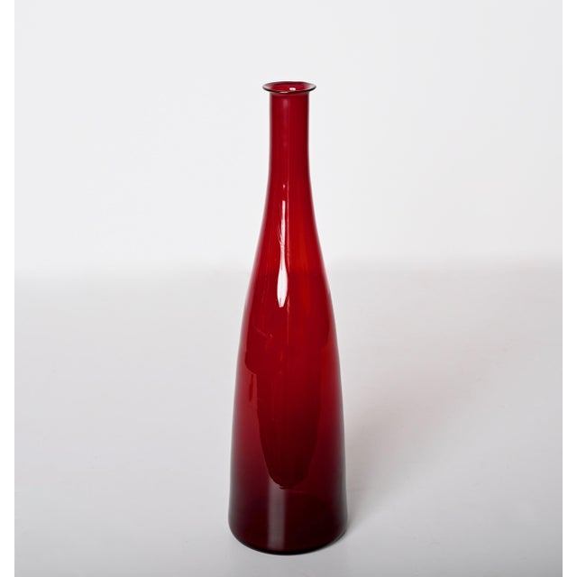 Mid-Century Modern Smoked Ruby Red Blown Murano Glass Bottle, Italy, 1970s For Sale - Image 13 of 18