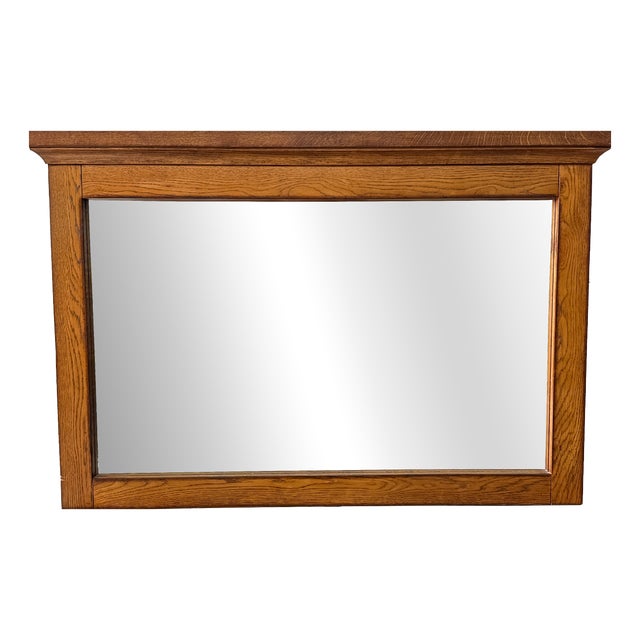 Large Vintage Sovereign Collection Over Mantle Wall Mirror with Golden Oak Frame from Morris Furniture, 1990s For Sale